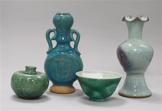 A group of Chinese coloured glazed vases and pots